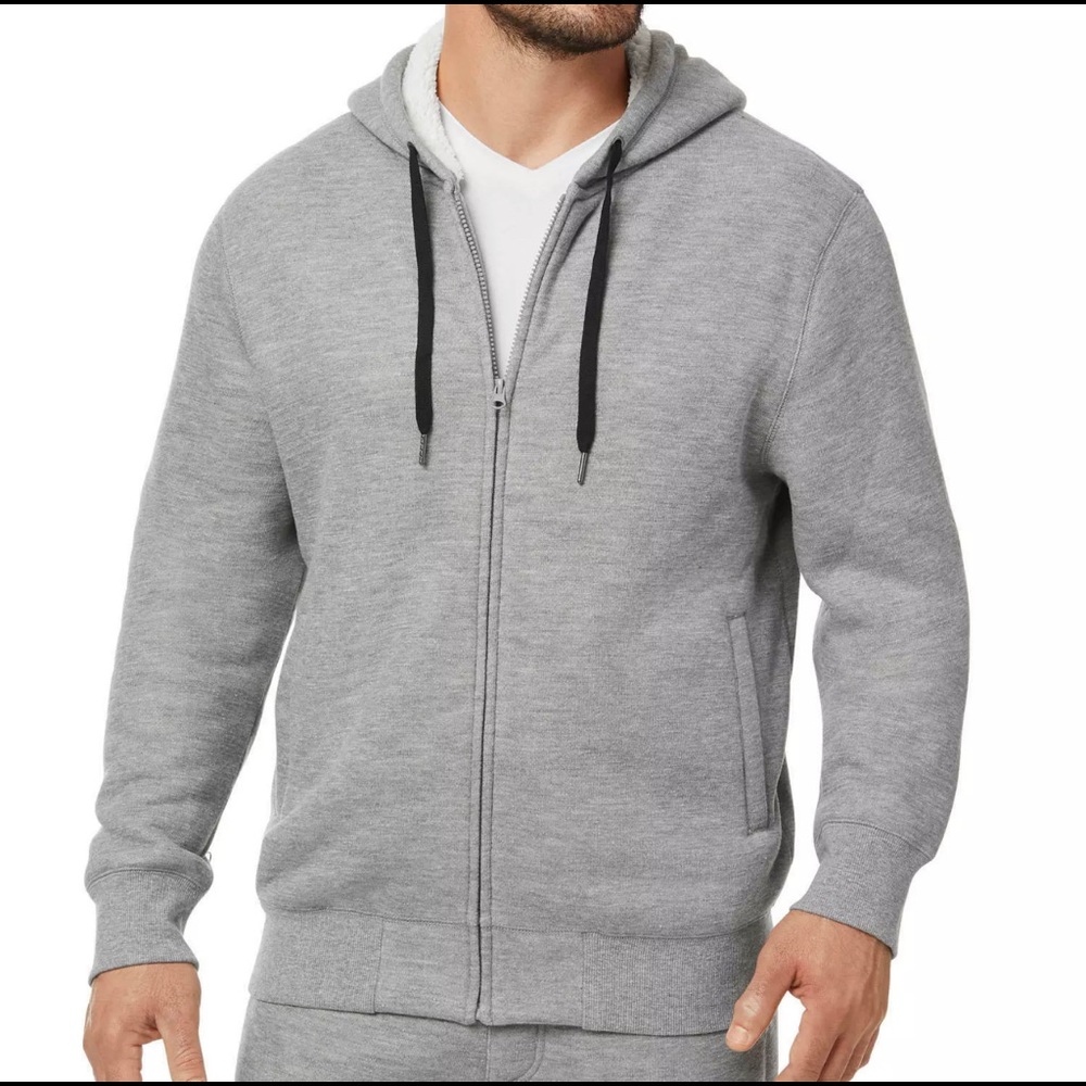 Member's Mark Sherpa Lined Hoodie - Heather Grey, Large